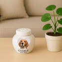 Custom Ceramic Dog Urn with Photo – Personalised Pet Cremation Urn for Ashes with Name, Dates & Heart Tribute
