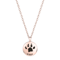 Personalised Dog Memorial Round Urn Necklace – Engraved Pet Paw Print Ashes Keepsake with Name