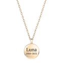 Personalised Dog Memorial Round Urn Necklace – Engraved Pet Ashes Keepsake with Name & Dates