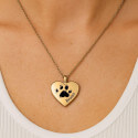 Personalised Dog Memorial Heart Urn Necklace – Engraved Pet Paw Print Ashes Keepsake with Name