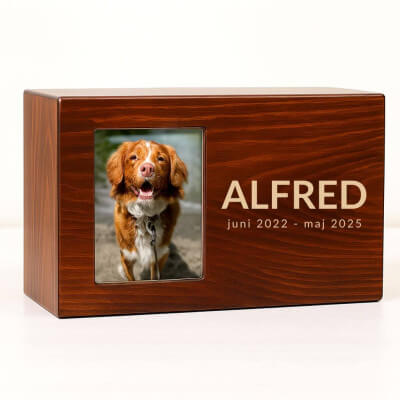 Personalised Wooden Dog Urn Box with Photo –...