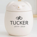 Personalised Ceramic Dog Urn with Sleeping Pet Lid – Pet Cremation Urn for Ashes with Name, Dates & Eternal Love Design