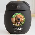 Personalised Ceramic Dog Urn with Sleeping Pet Lid – Pet Cremation Urn for Ashes with Dog's Photo, Name & Dates in a Heartfelt H