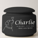 Personalised Ceramic Dog Urn – Pet Cremation Urn for Ashes with Name, Dates, Minimalist Dog Illustration & Tribute