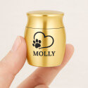 Personalised Dog Urn with Engraved Photo Drawing on the lid – Mini Keepsake Urn with Name