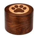 Personalised Wooden Dog Urn with Infinity Paw Heart – Engraved Pet Memorial Urn with Name & Dates