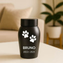 Personalised Dog Urn with Engraved Name, Dates & Paw Print Design  – Pet Memorial Stainless Steel Urn