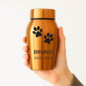 Personalised Dog Urn with Engraved Name, Dates & Paw Print Design  – Pet Memorial Stainless Steel Urn