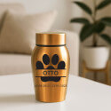 Personalised Dog Urn with Engraved Name & Dates in a Paw Print Design  – Pet Memorial Stainless Steel Urn