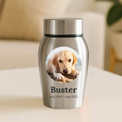 Personalised Dog Urn with Photo in a Heartfelt...