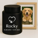 Personalised Dog Urn – Engraved Stainless Steel Memorial Urn  with Heart Paw Icon, Name & Dates