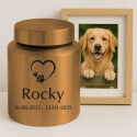Personalised Dog Urn – Engraved Stainless Steel Memorial Urn  with Heart Paw Icon, Name & Dates