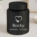 Personalised Dog Urn – Engraved Stainless Steel Memorial Urn  with Heart Paw Icon, Name & Dates