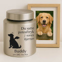 Personalised Dog Urn with Angel Pup Design – Engraved Stainless Steel Memorial Urn  with Name, Dates & Special Tribute