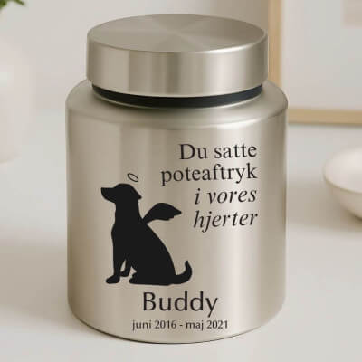 Personalised Dog Urn with Angel Pup Design –...