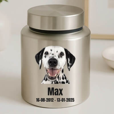 Personalised Dog Urn with Photo – Engraved...