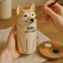 Personalised Handmade Ceramic Dog Urn by Breed – Custom Memorial Urn with Painted Portrait & Open Eyes  Design