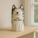 Personalised Handmade Ceramic Dog Urn by Breed – Custom Memorial Urn with Painted Portrait &  Closed Eyes Design