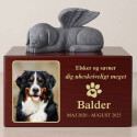Personalised Wooden Dog Urn Box with Angel Dog Statue –  Pet Cremation Urn for Ashes with Photo, Name, Dates & Tribute