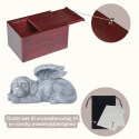 Personalised Wooden Dog Urn Box with Angel Dog Statue –  Pet Cremation Urn for Ashes with Photo, Name, Dates & Tribute