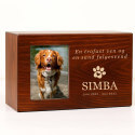 Personalised Wooden Dog Urn Box with Photo – Engraved Memorial Box for Ashes with Name, Dates & Tribute