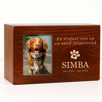 Personalised Wooden Dog Urn Box with Photo –...