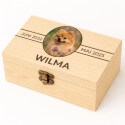 Personalised Light Wood Dog Urn with Photo – Custom Memorial Box with Name & Dates