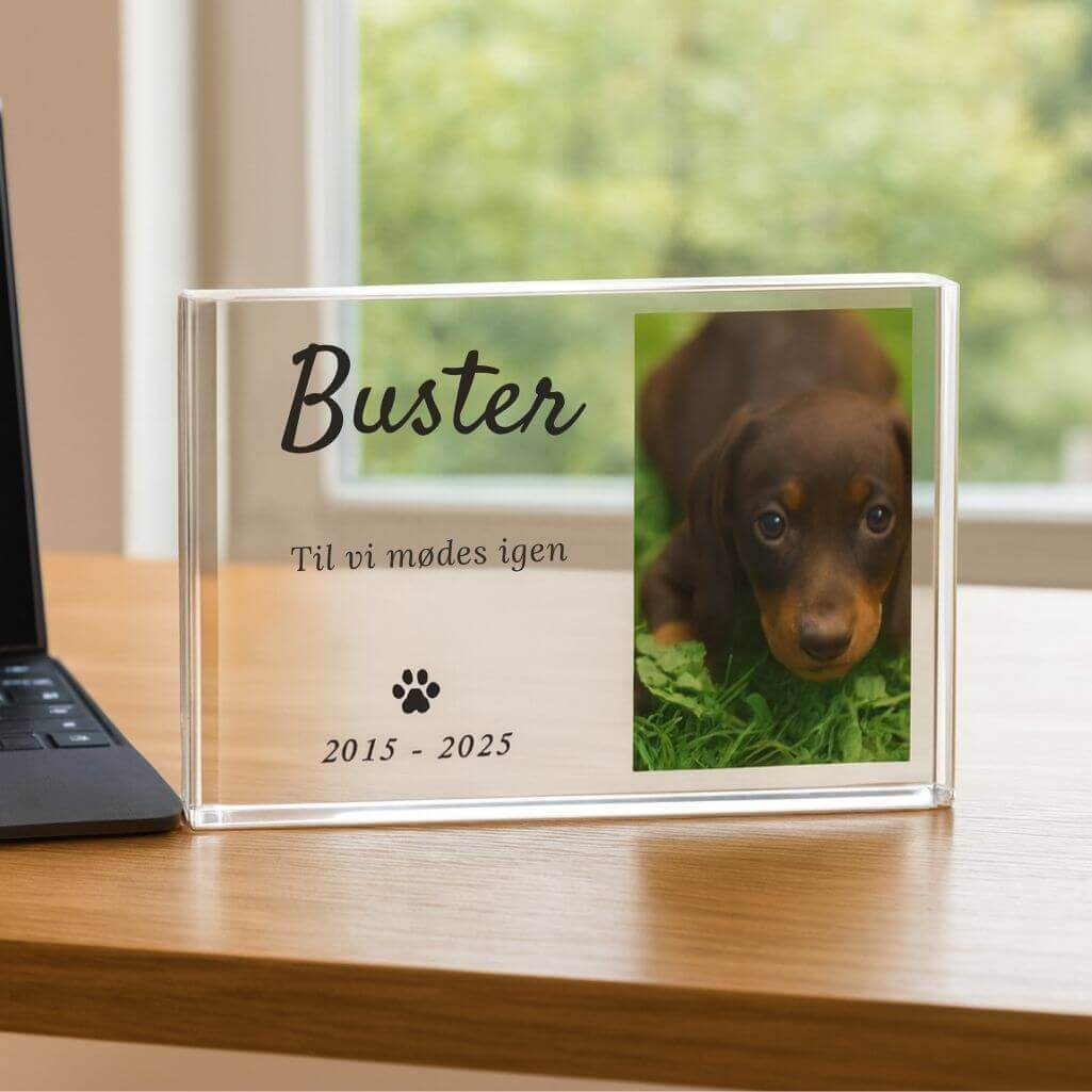 Personalised Dog Memorial Gift – Landscape Pet Memorial Acrylic Plaque with Photo, Name & Dates