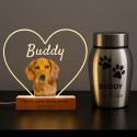 Personalised Dog Memorial Light with Photo – Heart LED Pet Tribute Lamp with Engraved Name & Dates on Acrylic Plaque