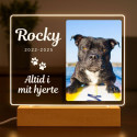 Personalised Dog Memorial Light with Photo – Rectangular Landscape LED Pet Tribute Lamp with Engraved Name & Dates on Acrylic Pl