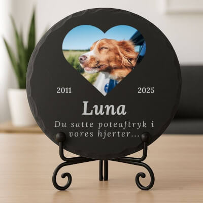 Personalised Round Slate Dog Memorial Plaque –...