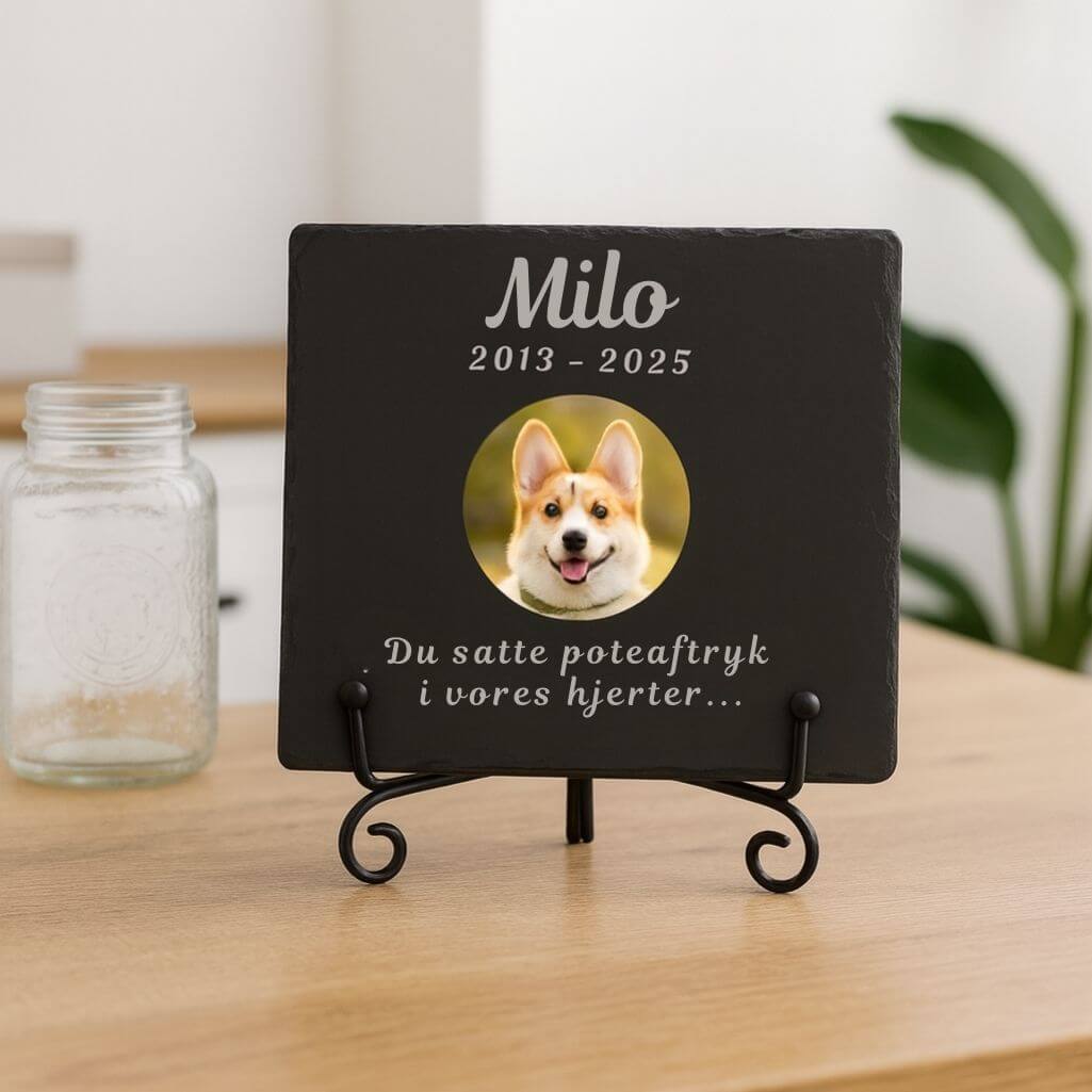 Personalised Square Slate Dog Memorial Plaque – Pet Memorial Gift with Photo, Engraved Name, Dates & Tribute