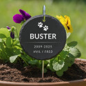 Personalised Round Dog Grave Marker with Metal Hook Stake – Slate Pet Memorial Garden Plaque with Name, Dates & Tribute