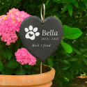 Personalised Heart Dog Grave Marker with Metal Hook Stake – Slate Pet Memorial Garden Plaque with Name, Dates & Tribute