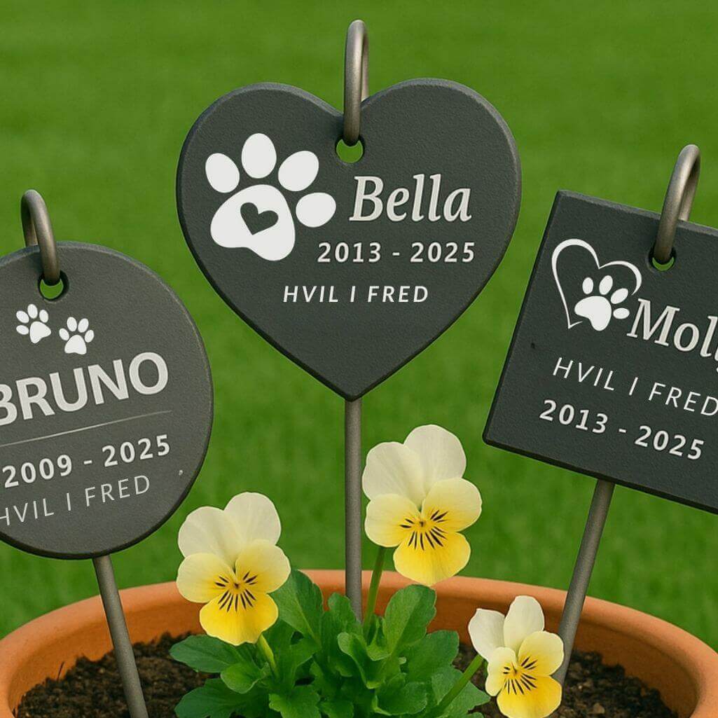 Personalised Heart Dog Grave Marker with Metal Hook Stake – Slate Pet Memorial Garden Plaque with Name, Dates & Tribute