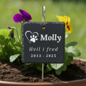Personalised Square Dog Grave Marker with Metal Hook Stake – Slate Pet Memorial Garden Plaque with Name, Dates & Tribute