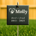 Personalised Square Dog Grave Marker with Metal Hook Stake – Slate Pet Memorial Garden Plaque with Name, Dates & Tribute