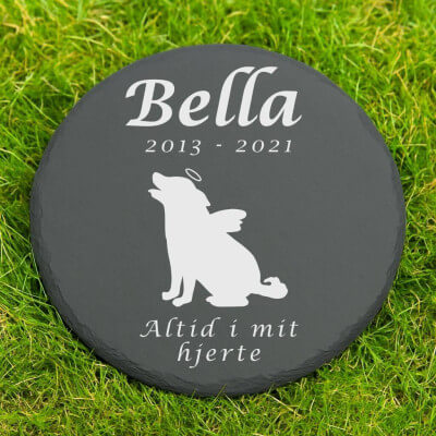 Personalised Round Dog Grave Marker – Slate Pet...