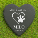 Personalised Heart Dog Grave Marker – Slate Pet Memorial Garden Plaque with Name, Dates & Tribute