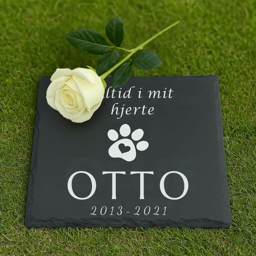 Personalised Square Dog Grave Marker – Slate Pet Memorial Garden Plaque with Name, Dates & Tribute