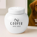 Custom Ceramic Dog Urn – Personalised Pet Cremation Urn for Ashes with Name, Dates & Eternal Love Design