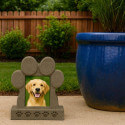 Paw-Shaped Dog Memorial Headstone with Photo & Tribute – Weatherproof Resin Grave Marker for Outdoor Display