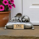 Sleeping Angel Dog Memorial Urn with Elegant Cursive Name & Dates – Outdoor Resin Grave Marker & Pet Ashes Holder for Garden Dis